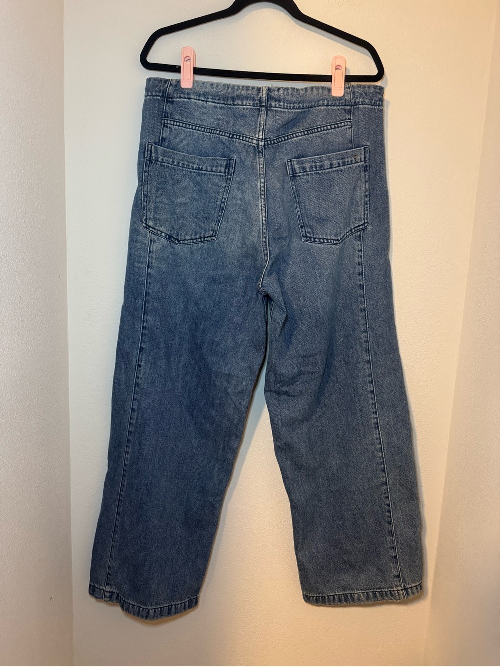 Pilcro Anthropologie Wide Leg Mid-Blue Women's Jeans with Drawstring - Picture 4 of 7